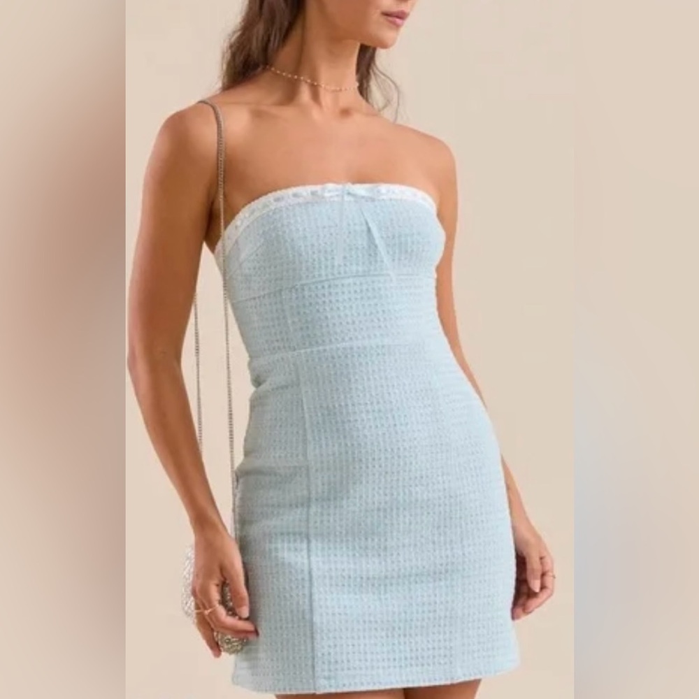 Altar’d State Addie Tweed Light Blue Mini Dress Size M